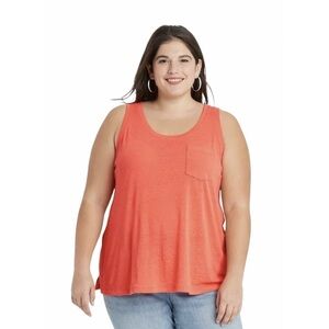 Ava & Viv Linen Blend Scoop Neck Tank Top Orange Size 4X